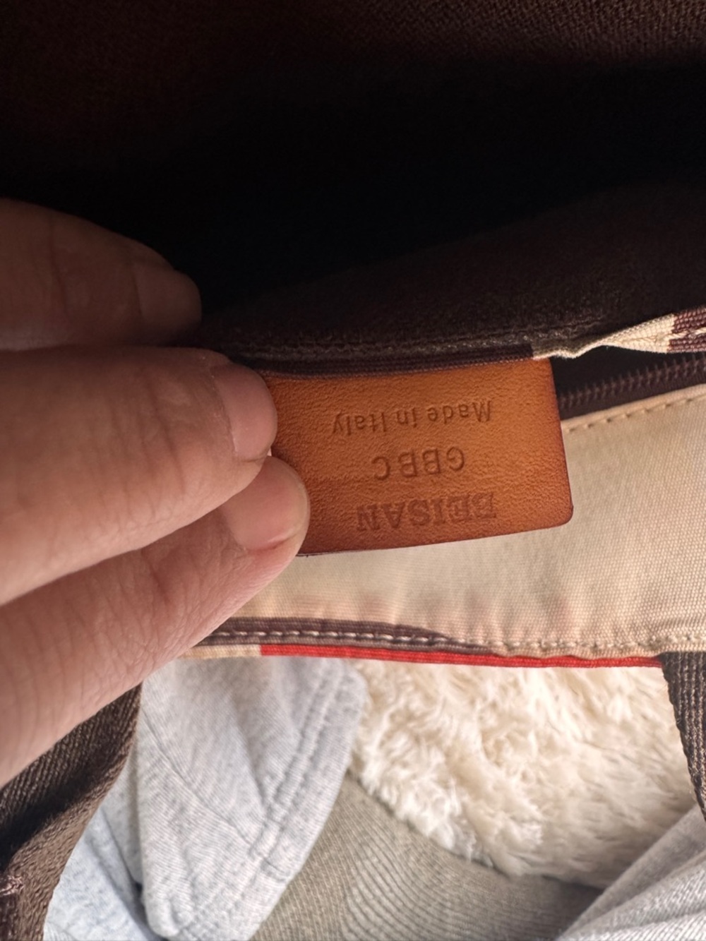Vintage Bally canvas Tote Bag with Red, Brown & Cream printing - Picture 6 of 14